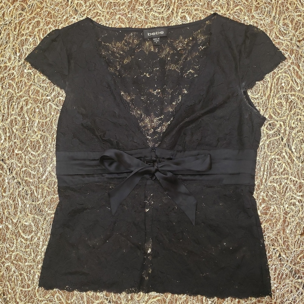 BEBE Black Lace Blouse